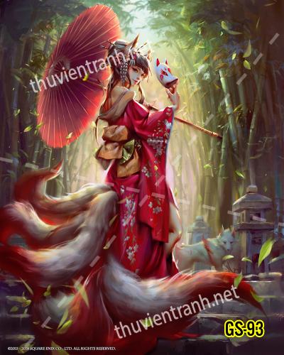 Tranh dán tường hoa cô gái Geisha Nhật Bản-GS-93 - Tranh tường chất lượng cao